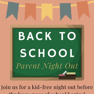 Back to School Night Out Invitation | Back to School | Back to School Digital Invitation Template | Parents Night Out| Back 2 School