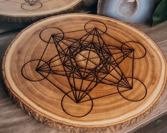 Griglia di cristallo, griglia di cristallo di legno, griglia di meditazione, griglia di cristallo di legno, grande cubo di Metatron, geometria sacra