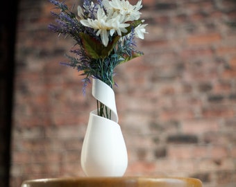 Vaso di fiori a spirale astratta, Vaso di arte astratta, Vaso stampato in 3D, Vaso di fiori, Vaso di fiori secchi