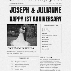 JORNAL DE ANIVERSÁRIO DE CASAMENTO | , Cartão de informações para festa de casamento, Personalizado, Cartão de informações para madrinhas, Moderno, Proposta para madrinhas