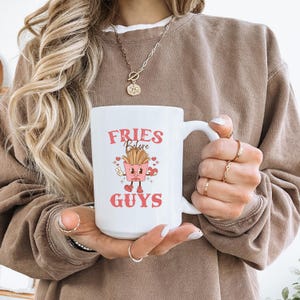 Fries Before Guys Retro Style Valentine Mug, Valentine Coffee Cup, Funny Galentines, Best Friend Gift, Anti Valentines Day, French Fries