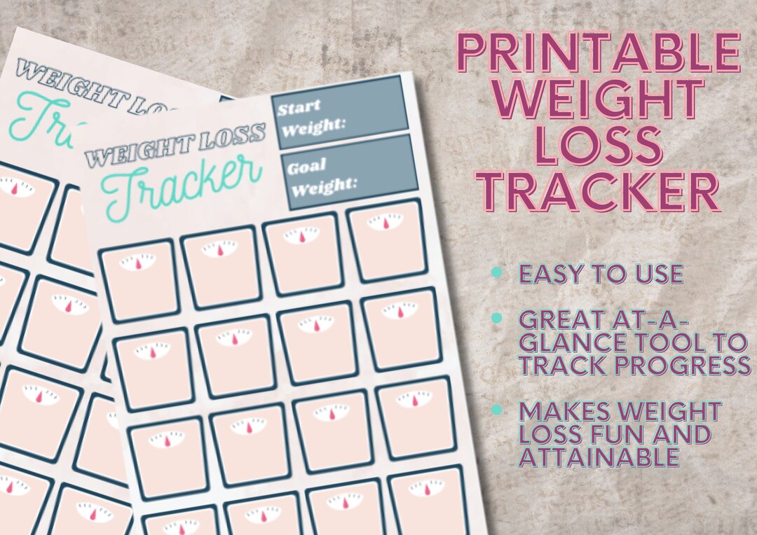 Printable Weight Loss Tracker- Digital Download, Wellness Planner, Goal ...