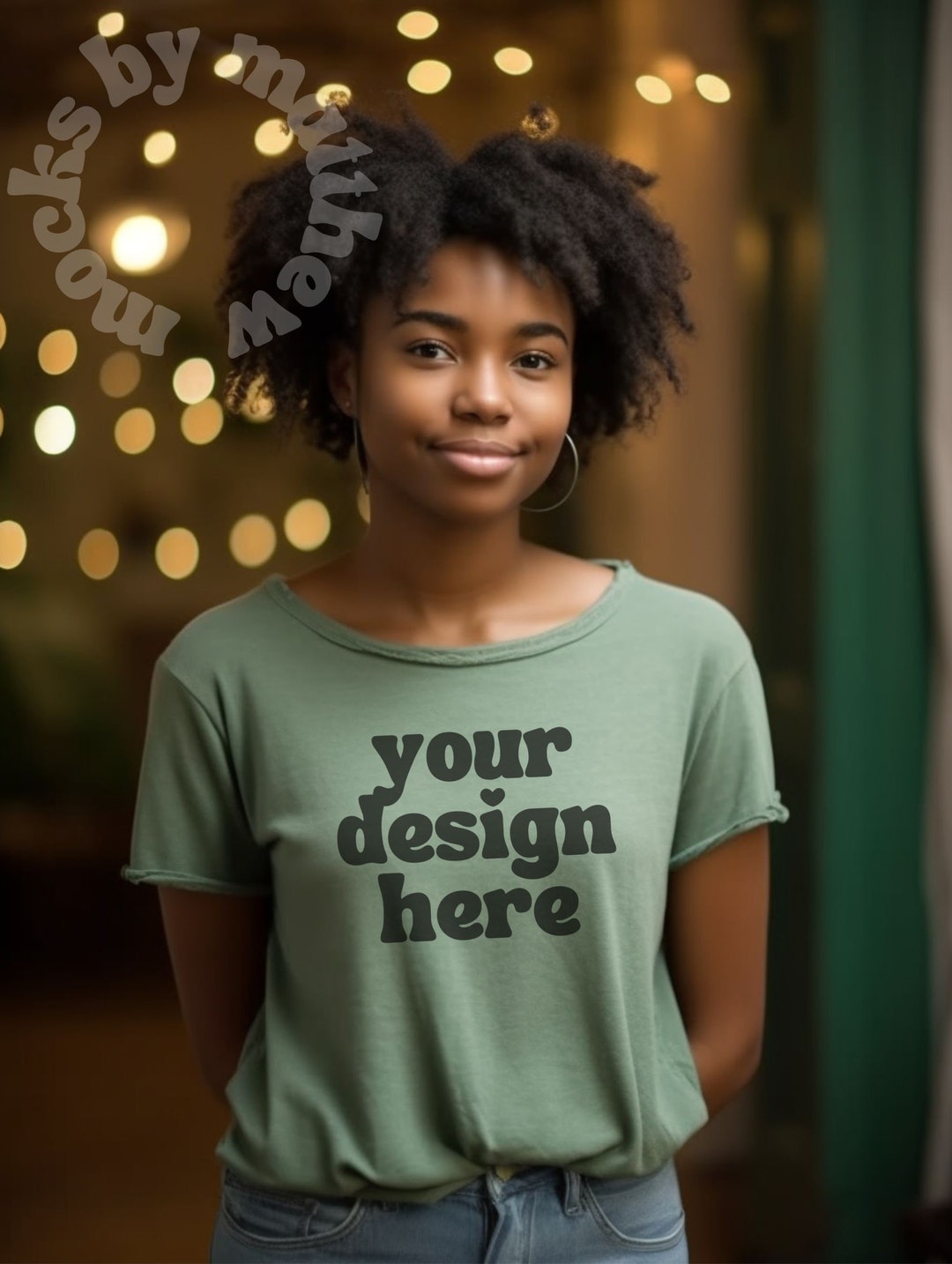 Comfort Colors 1717 Bay Tshirt Mockup Black Female Model Etsy
