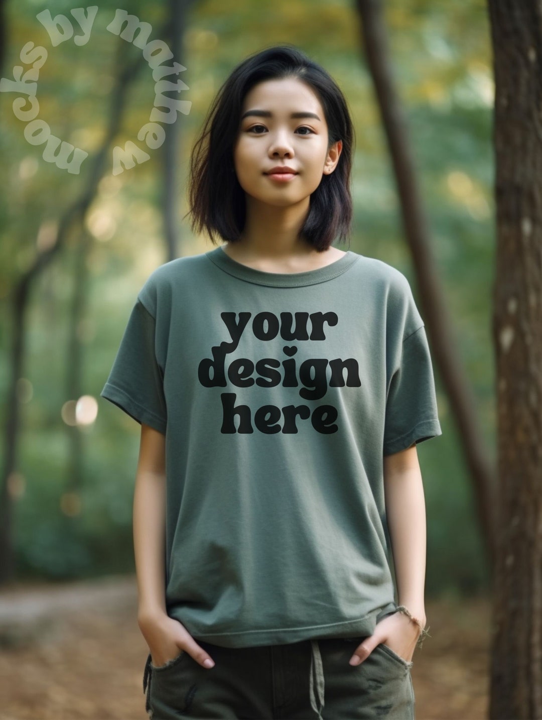 Comfort Colors 1717 Bay Tshirt Mockup Female Model Autumn Etsy
