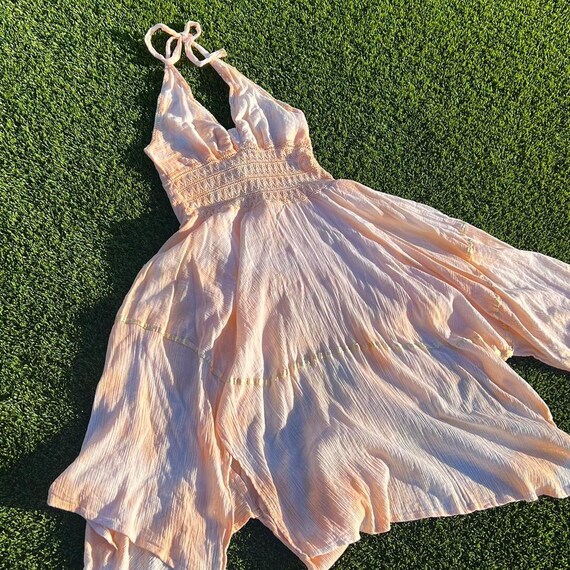 FAYRA OLD PINK HALTER DRESS