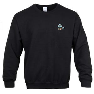 Embroidered Pixel Derpy Blue Turtle| Unisex Crewneck Sweater | Handcrafted Pixel Apparel | Unique Embroidery Gifts
