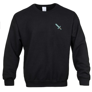 Embroidered Pixel Diamond Sword| Unisex Crewneck Sweatshirt| Handcrafted Pixel Apparel | Unique Embroidery Gifts