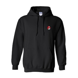 Embroidered Pixel Baby Mario | Unisex Comfy Hoodies | Handcrafted Pixel Apparel | Unique Embroidery Gifts
