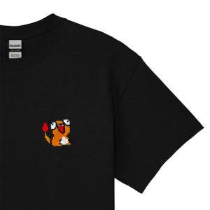 Embroidered Pixel Derpy Orange Reptile| Heavy Cotton Unisex T-shirt | Handcrafted Pixel Apparel | Unique Embroidery Gifts