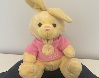 Adorable peluche vintage CALTOY EASTER BUNNY lapin chemise rose en peluche peluche