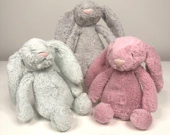 Lot Von 3 Jellycat Rentner Schüchterner Hase 8 ”Kuscheltier Kaninchen Grau Minze Rosa