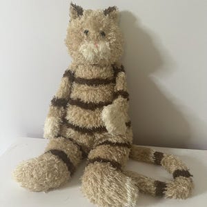 JELLYCAT Bunglie Cat Tan Brown Stripes 16” Tall, 21” Tail Stuffed ...
