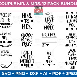 Couple svg bundle, Mr and Mrs svg, Couple Wedding Gift, Engagement Gift, Couple Shirt SVG, Svg for Cricut, Cut Files, Svg bundle Silhouette