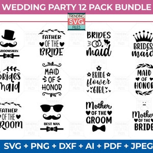 Bride & Groom Svg, Wedding Bundle Svg Files For Cricut, Commercial Use Silhouette Dxf, Bachelorette Party Cut Files, Bridal Shower Png, JPEG