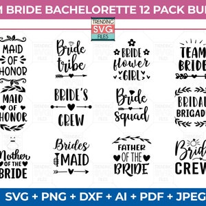 Bachelorette Svg, Bridal Party PNG, Commercial Use Svg Bundle, Maid of Honor SVG, Silhouette Design, Bridal Shower Cut Files For Cricut, Pdf