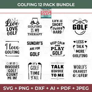 Fichier Svg de golf pour Cricut, conception de chemise de golfeur, lot de fichiers de coupe de golf, utilisation commerciale Silhouette Dxf, Clipart de téléchargement numérique instantané, Pdf