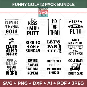 Golf Svg, Golf Png, lot de fichier coupe golfeur pour Cricut, utilisation commerciale Silhouette Dxf, conception de chemise amateur de golf, téléchargement numérique instantané