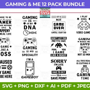 ゲーム用 SVG ファイル、商用ゲーマー用 SVG バンドル、Cricut 用カット ファイル、シルエット デザイン、面白い SVG、男の子向けゲーム ギフト、デジタル ダウンロード、Jpeg