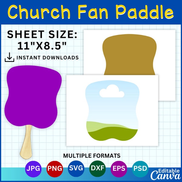 Church Fan Template, Paddle Fan Template, Church Fan Svg, Blank Fan Template, Canva editable