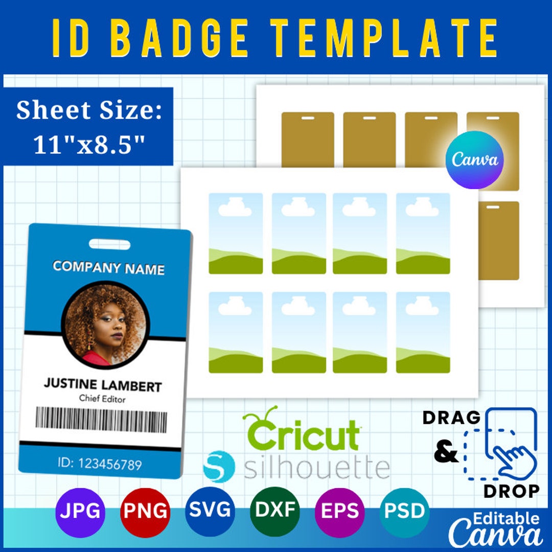 ID Badge Template, Id Badge Blank Template, Badge Card Sublimation, Id ...
