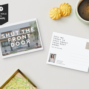 Real Estate Templates Just Listed Canva Template Postkarten Moderne Schwarz-Weiß-Immobilien-Postkarten-Vorlage