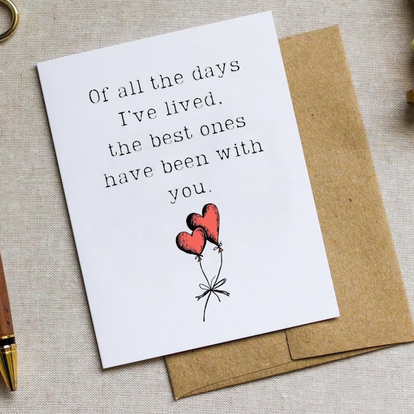 Love Card for Wife Husband - Valentine's Day - Birthday - Wedding Everyday - Anniversary - Girlfriend Boyfriend - Personalized