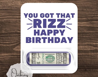 Rizz Birthday Money Card - Birthday Cash Gift for Tween Teen - Gen Z Slang Language - Preteen - Teenager - Funny