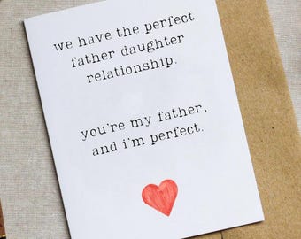 Father Daughter Card - Dad Birthday Card - Fathers Day - Perfect Daughter - Funny Snarky Greeting Card - Cute - Gift for Dad