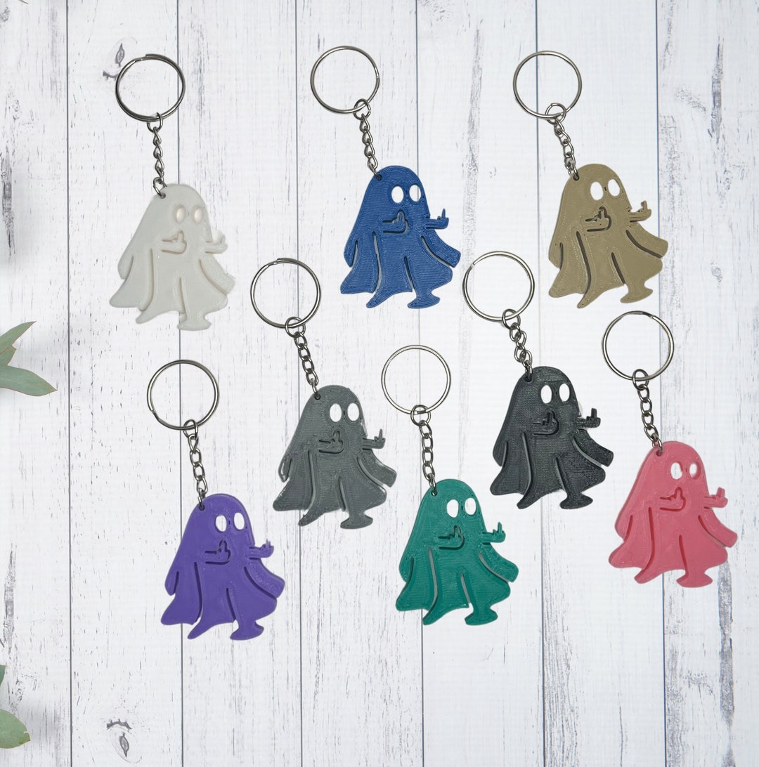 Ghost Novelty Keychain - Middle Finger Ghost - Halloween - Offensive ...