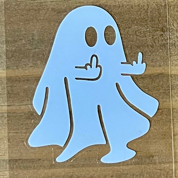 Ghost Middle Finger Decal - Holographic - Metallic - Halloween Decal - Window Decal - Car Decal - Tumbler Decal - Funny Decal