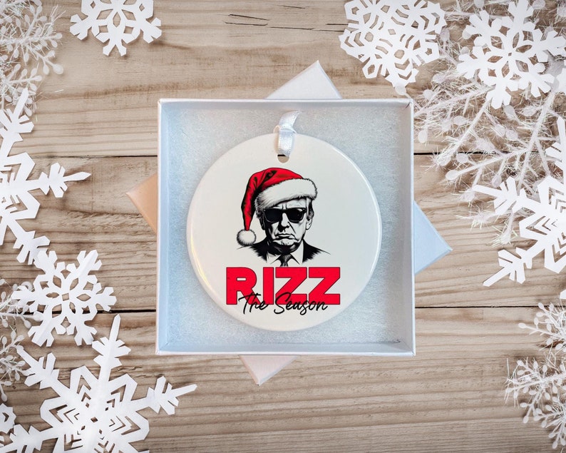 Ornament Rizz Trump Rizz the Season 2025 - Funny Christmas Ornament - President ...