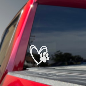 Paw Print Heart Decal - Holographic - Metallic - Window Decal - Car Decal - Tumbler Decal - Decal - Dog Paw Decal - Car Accessories