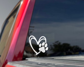 Paw Print Heart Decal - Holographic - Metallic - Window Decal - Car Decal - Tumbler Decal - Decal - Dog Paw Decal - Car Accessories