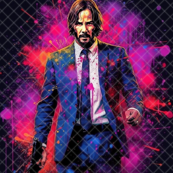 Tye Dye John Wick Digital Tumbler Wrap PNG Sublimation Coffee Tumbler Shirt Mug Crafts Heat Press