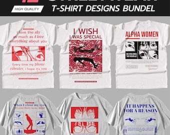Streetwear Anime T-Shirt Designs Bundle: Typography Graphics (Digital Download)