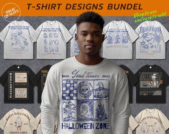 Paquete de diseños de camisetas de Halloween: archivos AI y EPS editables (descarga digital)