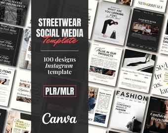 100 Fashion Instagram Templates: Canva Editable, PLR/MLR License