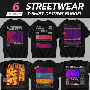 Urban Streetwear T-Shirt Designs | Psychedelic Streetwear | Streetwear Urban Designs | Streetwear Design | DTF | DTG | Design Bundle