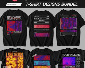 Psychedelic Streetwear T-Shirt Designs Bundle (AI & EPS) (Digital Download)