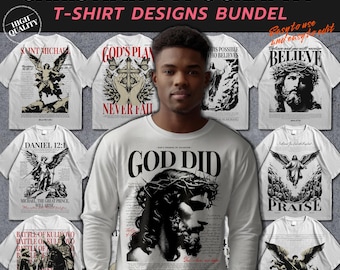 Christian Streetwear, Catholic Streetwear, Bible Verse Shirt, Christian T-Shirt Designs: Editable AI EPS Bundle