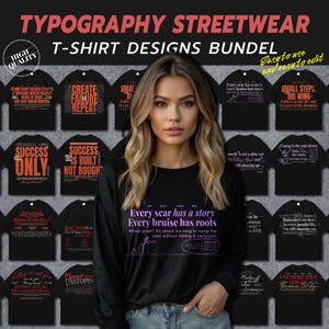 Typography Tshirt Design | Typography Streetwear Designs | Typography | Typography Design | Streetwear Shirt | DTF | DTG | Designs Bundle