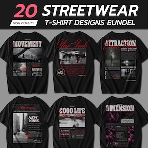 20 Premium Urban Streetwear Designs | Streetwear | Streetwear Shirt | Streetwear Design | T-Shirt Designs | Streetwear Bundle | DTF | DTG