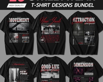 20 Urban Streetwear T-Shirt Designs | Commercial Use (AI & EPS)