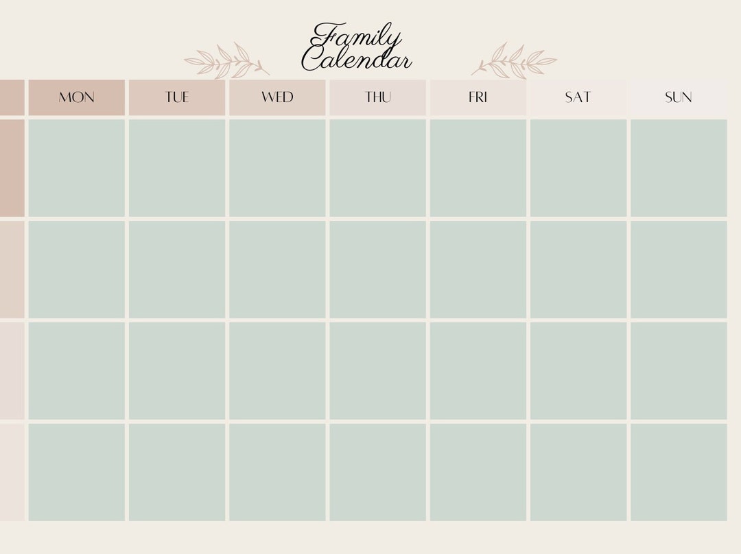 Printable Family Calendar - Etsy