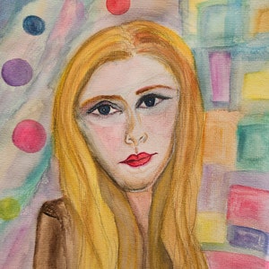 Original Watercolor Woman Portrait Painting: The Psychic/Original Divine Feminine Energy Art