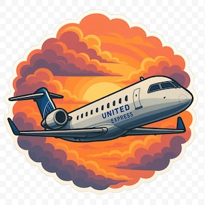 Custom Airplane through Sunset - Vinyl Sticker Decal