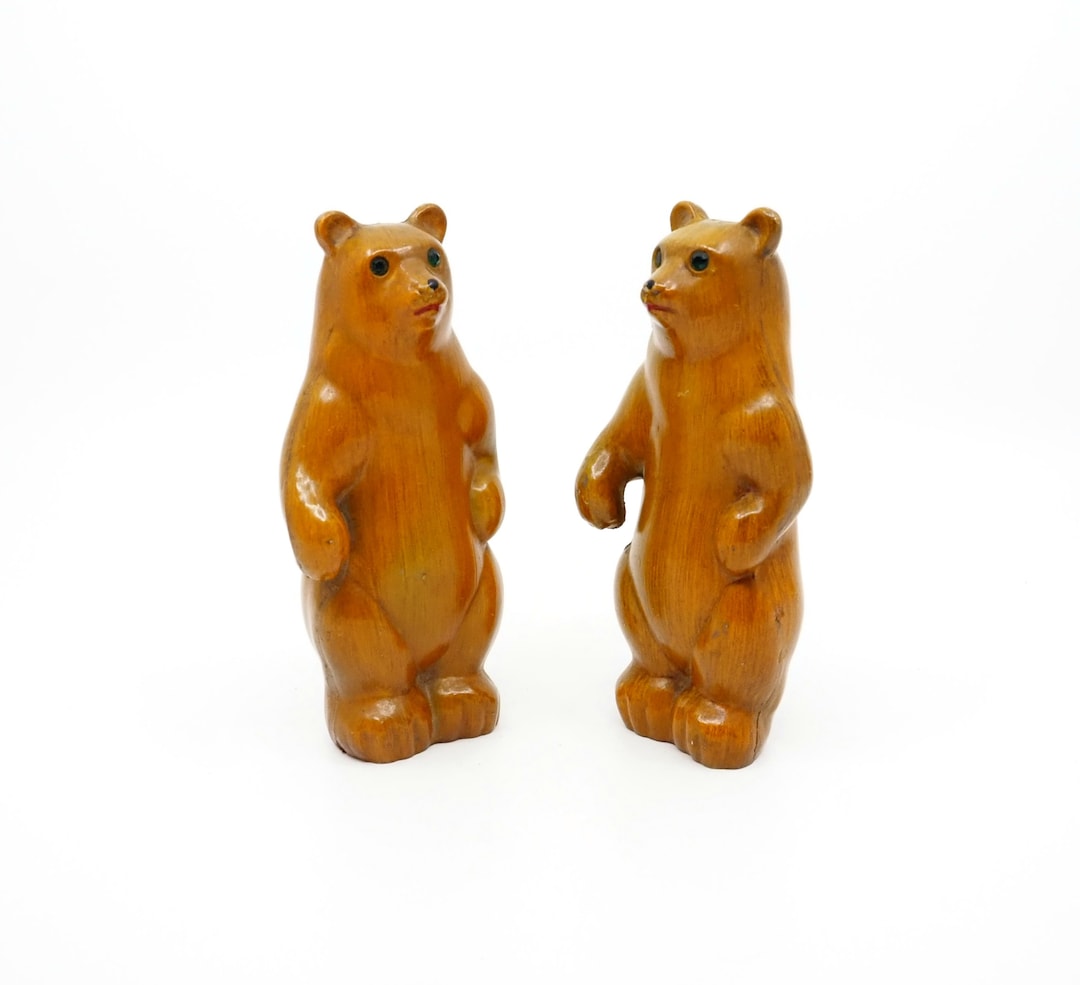 Pair of Vintage 1950's Grizzly / Brown Bear Toy Figures Composite
