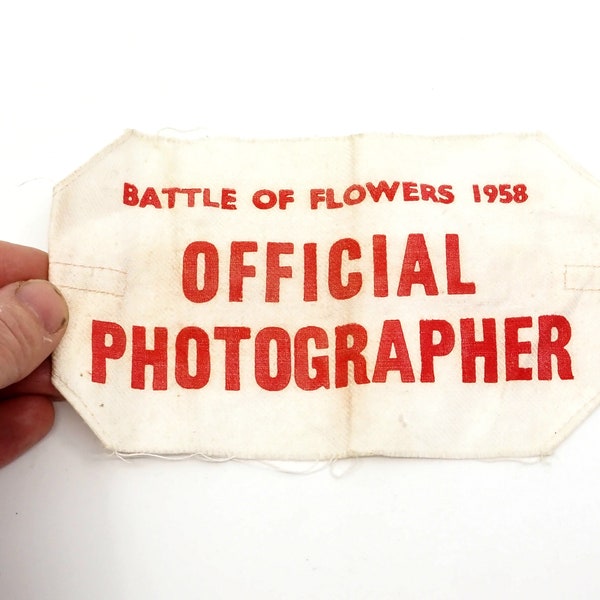 Original Cotton Photographers Armband - The 1958 annual Battle of Flowers carnival Channel Island of Jersey - Malcolm McNeill Daily Mirror