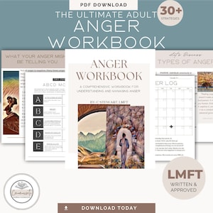 Anger Management Workbook, Anger Therapy Worksheets, Anger Coping Skills, Anger Workbook for Adults and Teens, Anger Therapy Tools Workbook