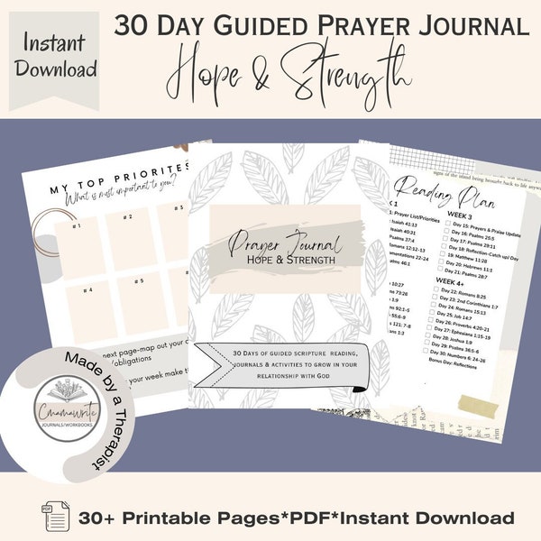 Daily Devotional Journal, 30 Day Devotional, Daily Christian Journal for Women, Devotional for Teen, 30 Days of Prayer Journal Printable